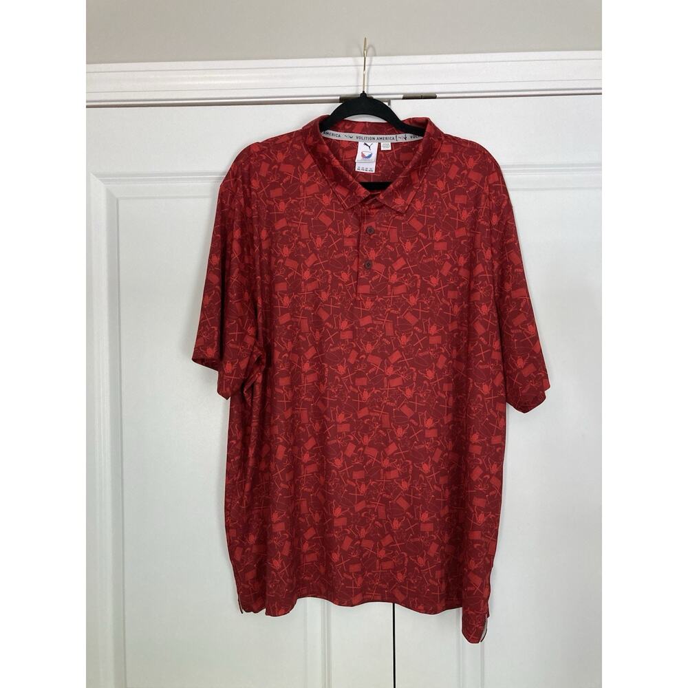 Puma Volition America Golf Polo Shirt Flag Eagle Jet Freedom Patriotic Red XXL